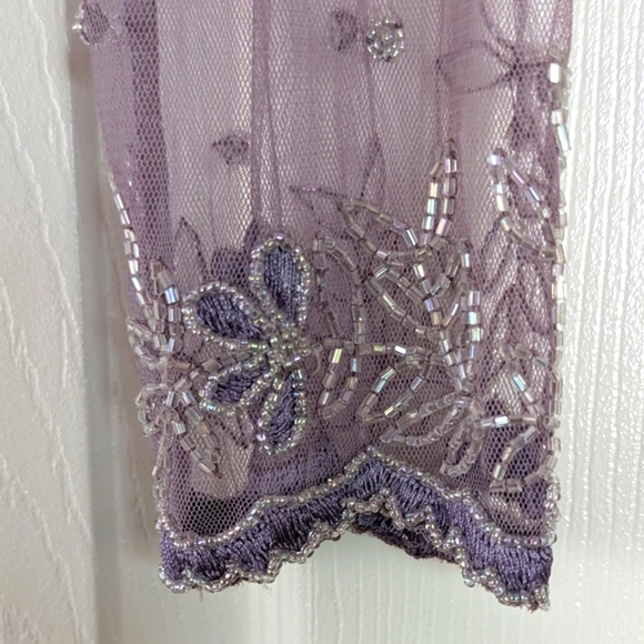 NWOT Scala Sheer Lavender Beaded Embroidered Bolero Jacket Sz S - Picture 5 of 15